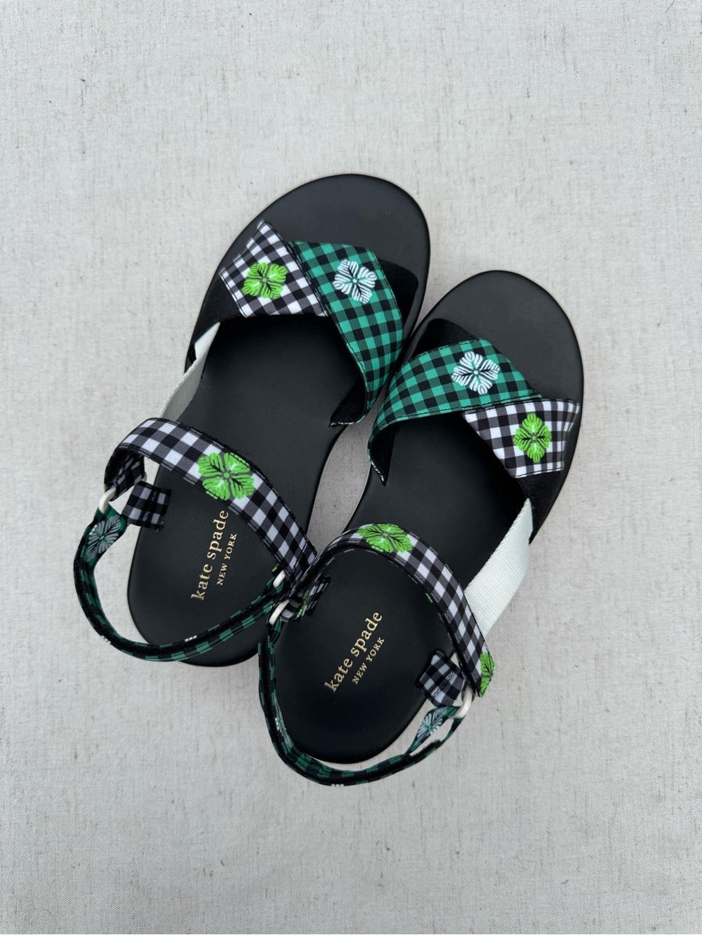 NEW Kate Spade dotty new gingham jacquard sandals - Picture 2 of 10